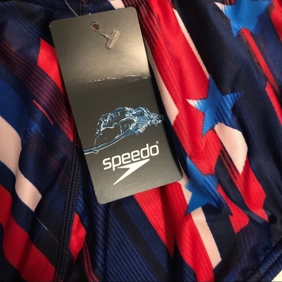 Nwt - SPEEDO One Piece PRO LT Swimsuit in Red, White & Blue - Size 12 - Picture 7 of 9